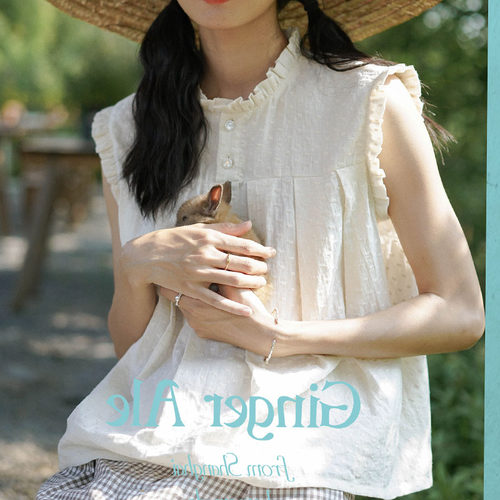 木耳边古典棉质提花立领