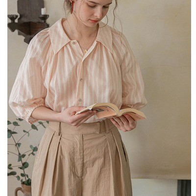 宽松复工开衫长袖条纹