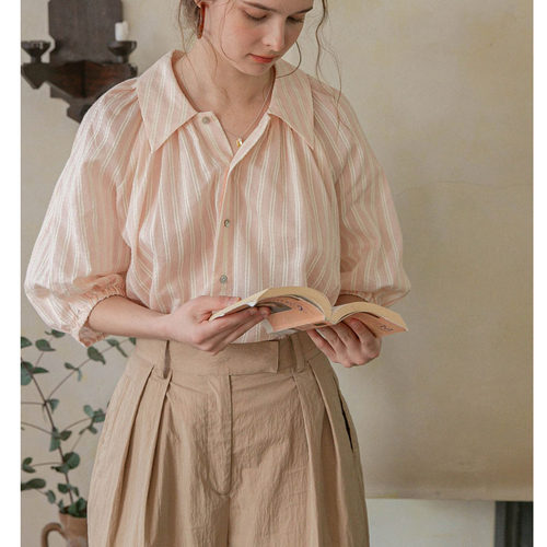 宽松复工开衫长袖条纹