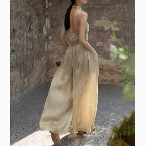 亚麻天丝垂坠阔腿裤Kittenn高腰