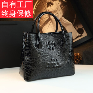 鳄鱼纹真皮女包2025新款潮时尚百搭大容量气质托特包手提单肩斜挎