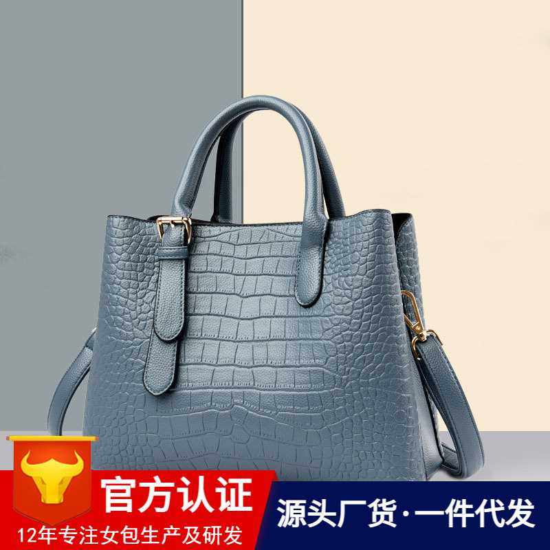 真皮女包2025新款潮鳄鱼纹时尚大气中年妈妈包通勤手提单肩斜跨包