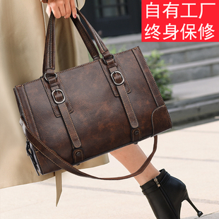 真皮女包2025新款时尚复古牛皮包包休闲百搭大容量手提单肩斜挎包