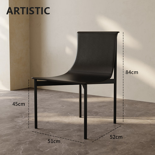 意式轻奢现代椅子简约工业风家用马鞍皮餐椅设计师高端洽谈书桌椅