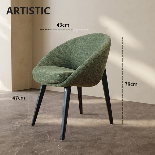 意式极简实木餐椅家用轻奢白蜡木螃蟹餐桌椅休闲设计洽谈扶手椅子