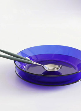 韩国直邮 法国 Duralex 宝蓝色钢化玻璃盘子 甜品小吃点心碟子