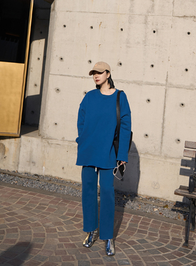 TOFOD 懒懒套 成衣水洗 软糯加绒 宽松圆领休闲卫衣卫裤秋冬套装