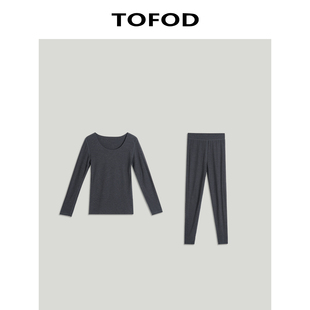 子保暖套装 岛国发热山羊绒圆领上衣裤 带胸垫背心 暖宝宝 TOFOD
