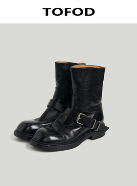 TOFOD GUI帝马丁靴 水洗胎牛皮手工靴 短靴祼靴切尔西中筒靴子