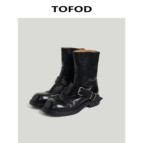 TOFOD GUI帝马丁靴 水洗胎牛皮手工靴 短靴祼靴切尔西中筒靴子