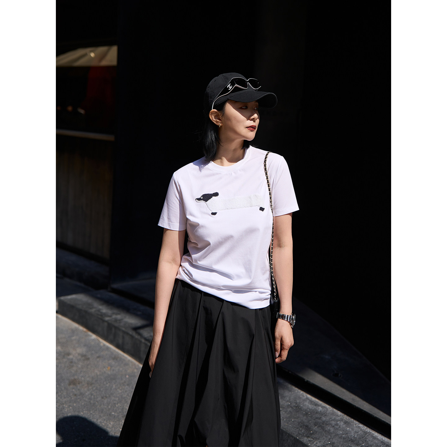 TOFOD 小贵宾 日本绣花机精梳棉圆领短袖T恤小白T