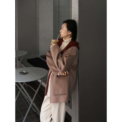 TOFOD L*P*老钱风 阿尔巴斯小山羊绒保暖双面穿连帽外套大衣