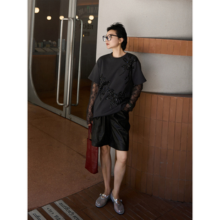 女中裤 TOFOD 宽松显瘦松紧腰五分裤 英国进口植糅小羊皮裤 百慕大