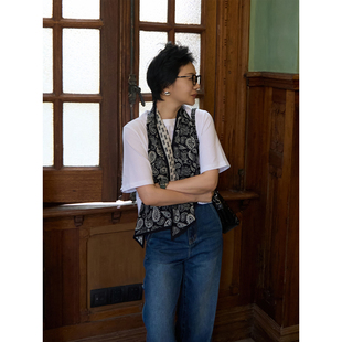 休闲感短袖 TOFOD 宽松阔版 后中缝线 大T圆领上衣 row风经典