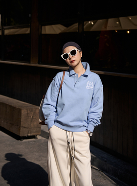 TOFOD 高球衫 温布尔登刺绣 联名款休闲Polo领卫衣 宽松上衣