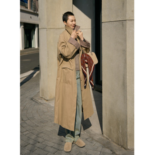 no退no换  原1680 日本进口棉麻交织风衣外套 宽松长款大衣