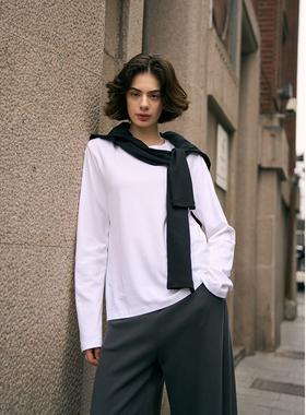 TOFOD ROW经典神T 60支匹马棉SUPIMA双面织长袖圆领T恤女打底上衣