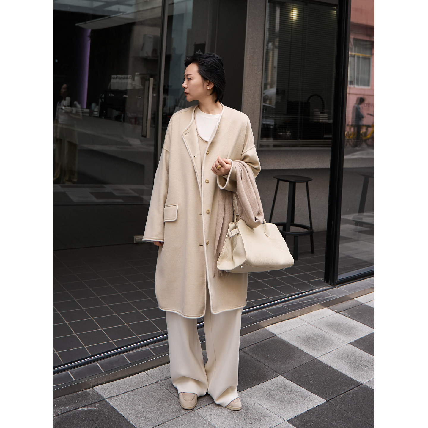 TOFOD 奶芙 皇家秘鲁Baby羊驼双面呢中长款大衣 极简圆领羊毛外套,女装/女士精品,毛呢外套,淘宝优惠券,粉丝福利购,淘宝优惠卷