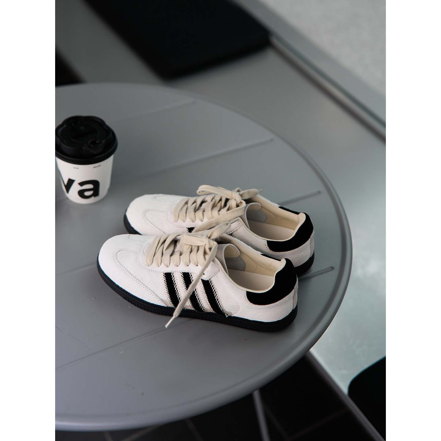 TOFOD 熊猫鞋 进口马毛复古条纹德训鞋 百搭休闲平底鞋运动鞋