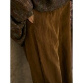 TOFOD 休闲裤 古茶与黑 龟裂纹香云纱莨绸真丝宽松调性萝卜裤