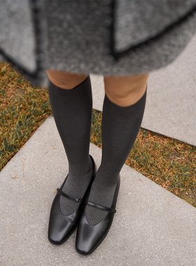 TOFOD 三双一组 高端精纺羊毛四季款小腿袜 秋冬堆堆袜长筒袜