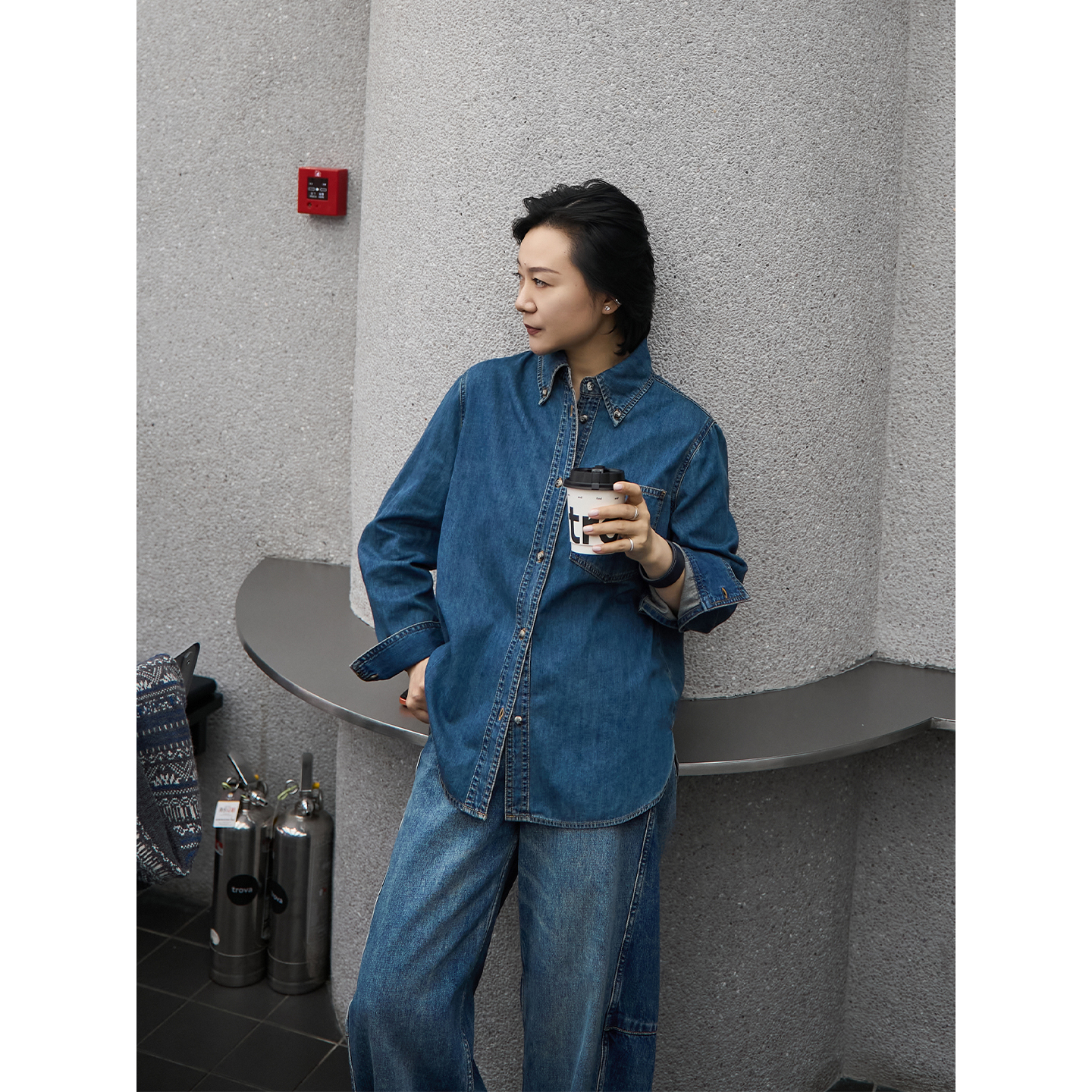 TOFOD 自由港风 客供面料 柔软洗水ROW风宽松休闲廓形牛仔衬衫