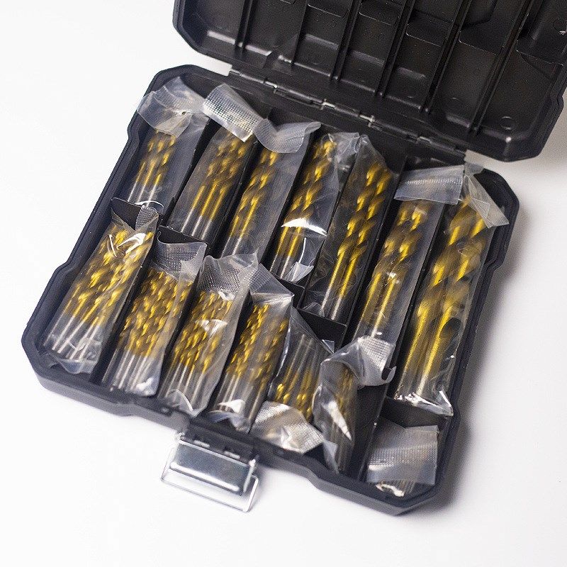 芸贝电商99pc麻花钻铁盒装99件套镀钛麻花钻工开孔器