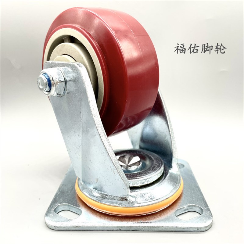 供应4寸5寸铁芯聚氨酯脚轮6寸8寸重型PU万向轮耐磨工业手推车轱辘