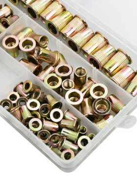 165PCS盒装拉铆螺母镀彩锌铆钉螺母M3M4M5M6M8竖纹螺母