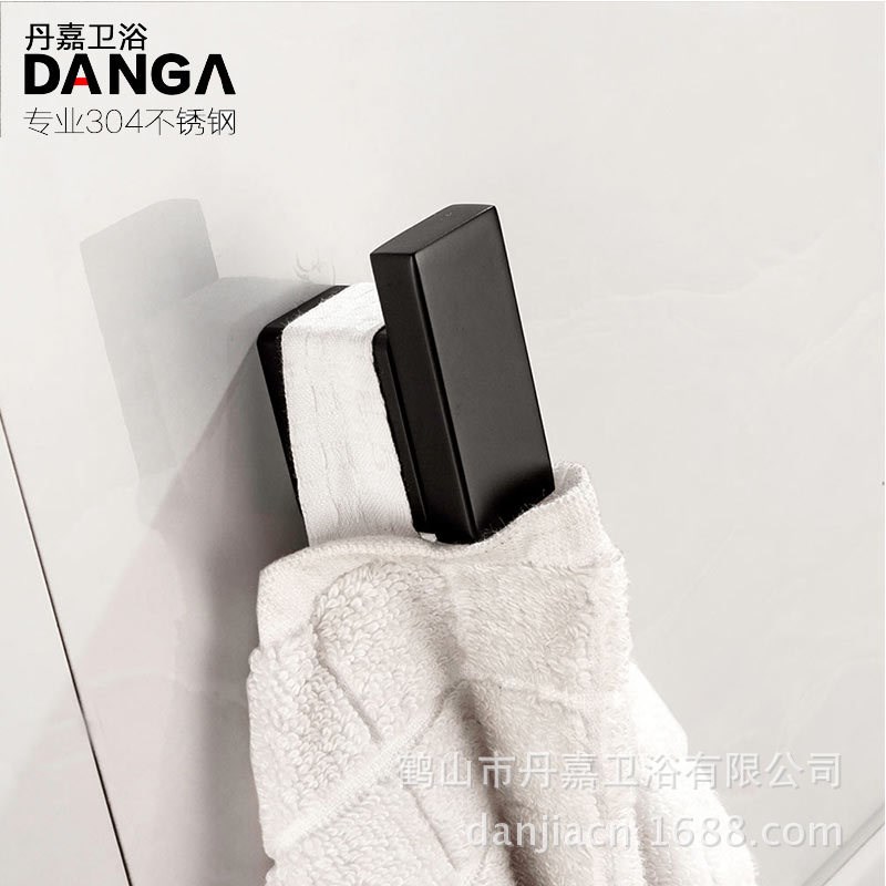 不锈钢挂衣钩304加厚黑色烤漆毛巾衣帽钩单钩五金挂件直售N1010H