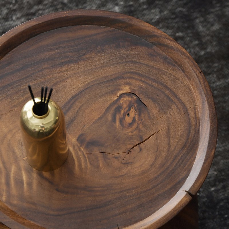 北欧原木墩子胡桃木户外民宿树桩摆件边几展厅休闲复古根雕矮凳子