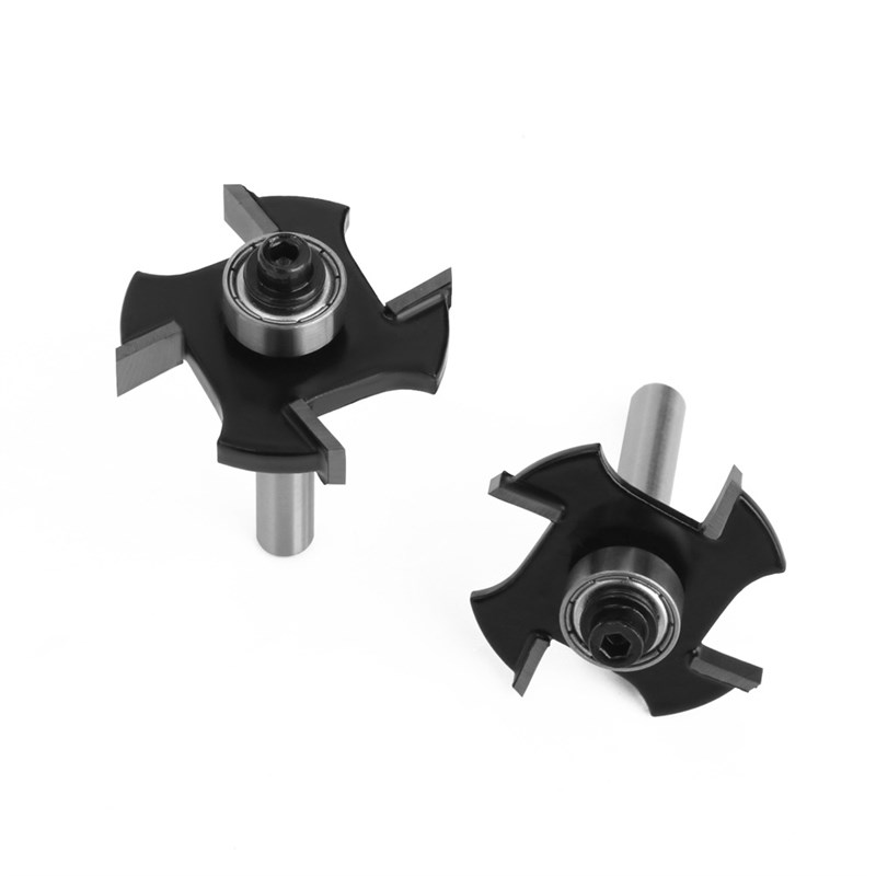 6柄1/4柄黑色滚珠四刃T型刀木工铣刀刀具开槽刀合金刀头槽口刀