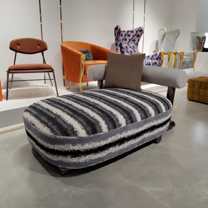 现代简约布艺贵妃沙发椅家用商务酒店民宿会所休闲单人沙发椅