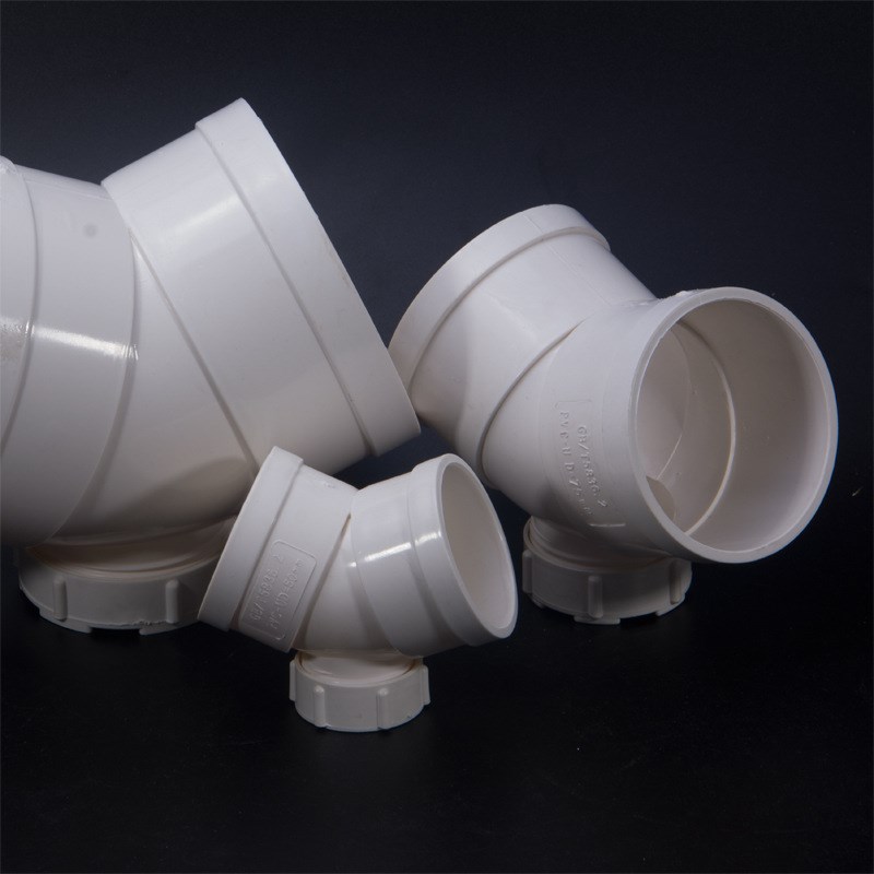 PVC门直弯45度带检查口排水下水管弯接头管件110昌盛塑胶厂价直供