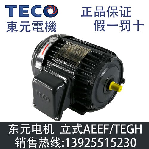 TECO东元三相异步电机卧式AEEF 0.37KW TEGH71 刹车制动马达370W