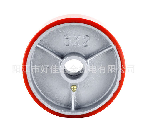 源头工厂直供6X2重型单轴承铁芯聚氨脂（PU）脚轮