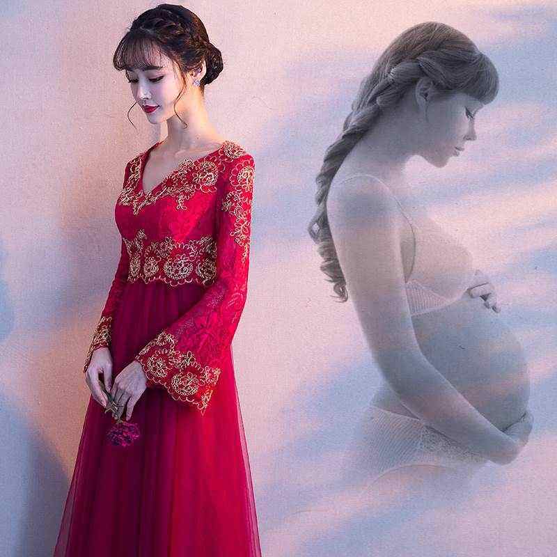 。y敬服新娘孕妇大码婚纱女高腰冬季红色结婚礼服礼服/晚装绑带|ruв категории Женская одежда, Cвадебные платья, платье/вечернее платье - от Buy2taobao.com для оказания профессиональной услуги покупки агента Taobao