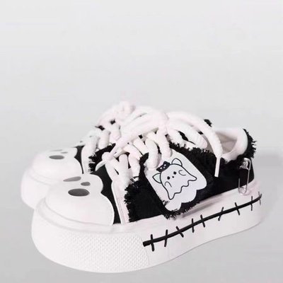 幽灵旗帜 GURURU原创宅系亚文化百搭少女厚底帆布鞋