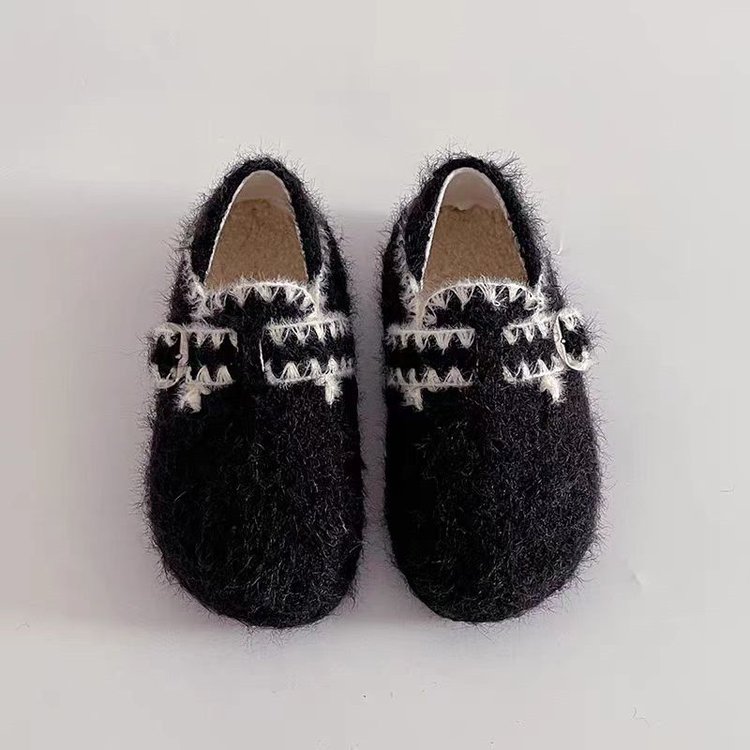 厚底复古加绒勃肯鞋女2025新款秋冬保暖皮带扣毛毛鞋包头拖鞋外穿