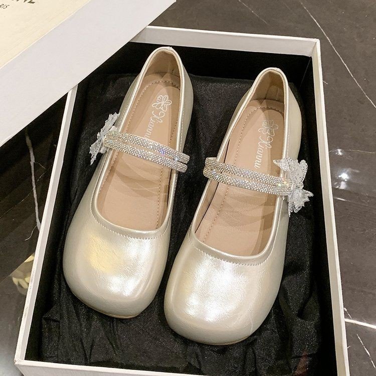 法式低跟银色小皮鞋女2025夏季新款配裙子温柔晚晚鞋jk玛丽珍单鞋