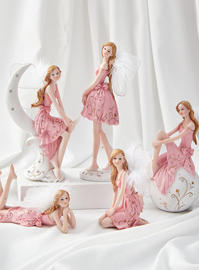 花仙子树脂摆件卡通天使女孩创意家居桌面客厅玄关电视柜酒柜装饰