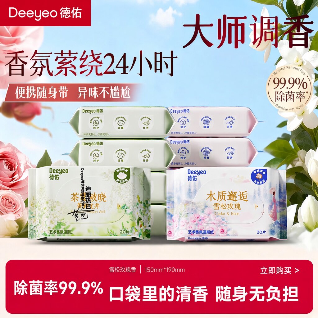 德佑香氛湿厕纸女士私处湿厕巾