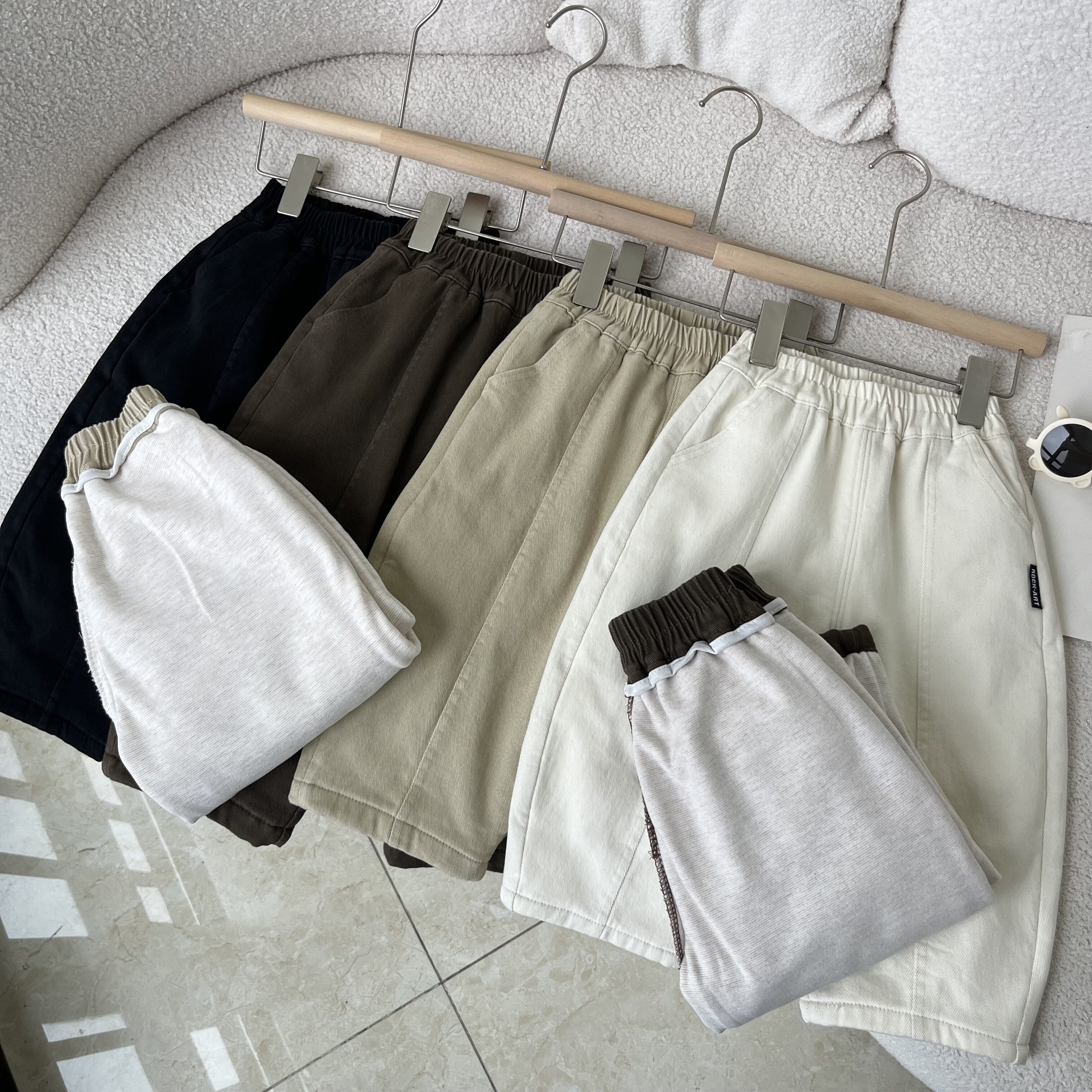 儿童休闲裤双层加厚秋冬季男女童韩版长裤宽松百搭直筒中小童加厚