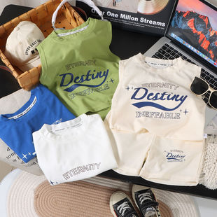 儿童背心短裤男童运动套装新款无袖短裤背心两件套夏季薄款夏装