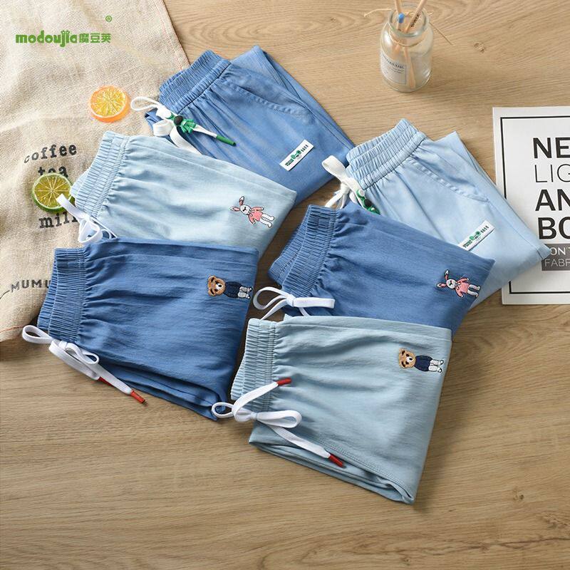 儿童防蚊裤夏季薄款天丝牛仔裤子男童女童装宝宝冰丝夏装休闲长裤