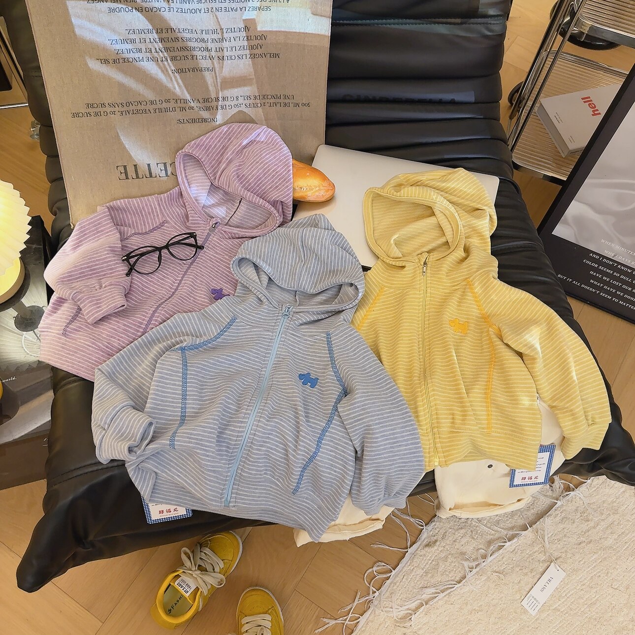儿童外套连帽条纹秋冬季百搭时尚长袖条纹外穿上衣新款男女童洋气