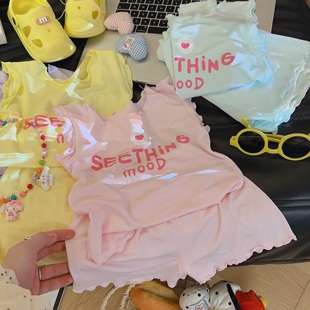 睡衣睡裤 套装 半袖 女童套装 短裤 打底裤 T恤短裤 家居服 短袖