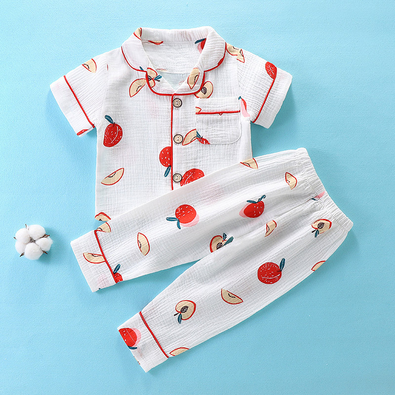 儿童睡衣夏季纯棉薄款男女中小童宝宝短袖家居服套装空调服两件套