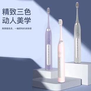 简洁声波电动牙刷USB充电IPX7级防水杜邦刷毛JS10-1替换刷头