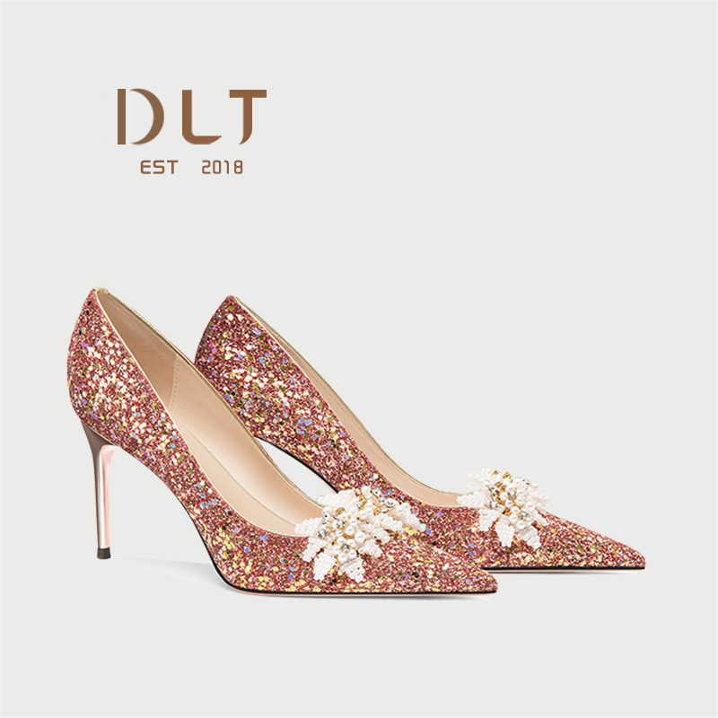 笛莲婷可拆卸配饰轻奢婚鞋